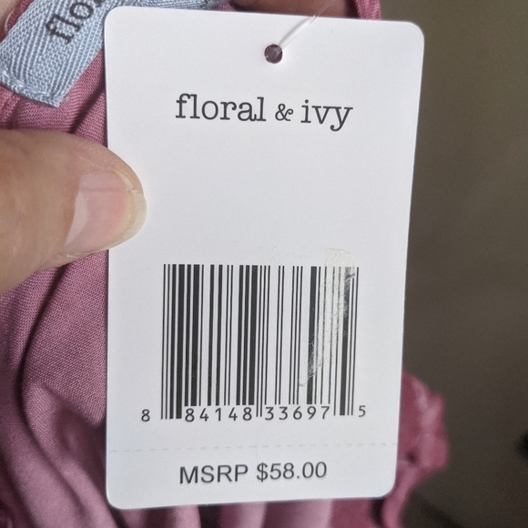 FLORAL and Ivy Pink Puff Sleeve Top Size L - Picture 7 of 9